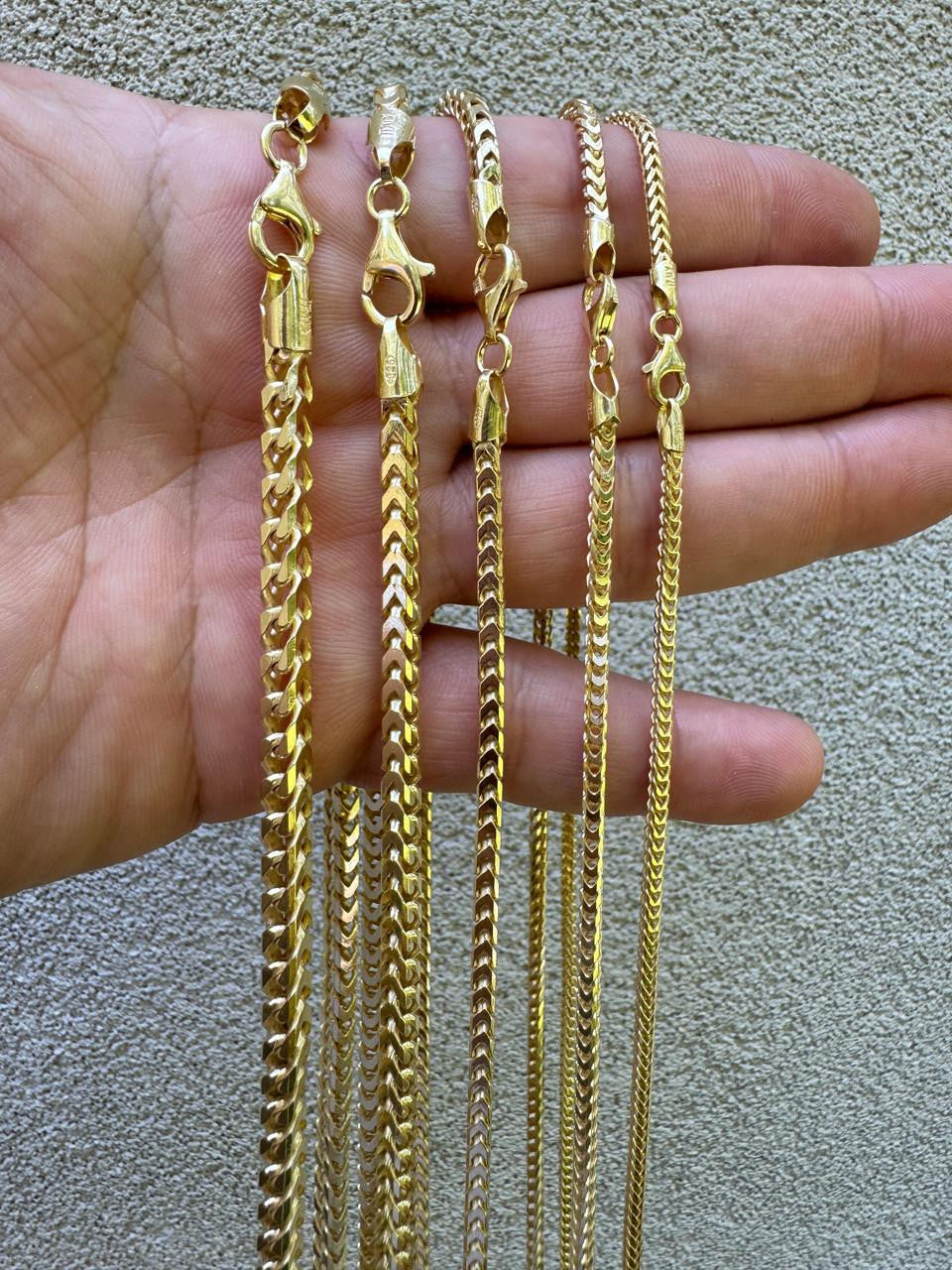 Franco Link Chain Necklace - 14k Gold Vermeil 925 Sterling Silver - 8"-30" - 1.3mm-7mm