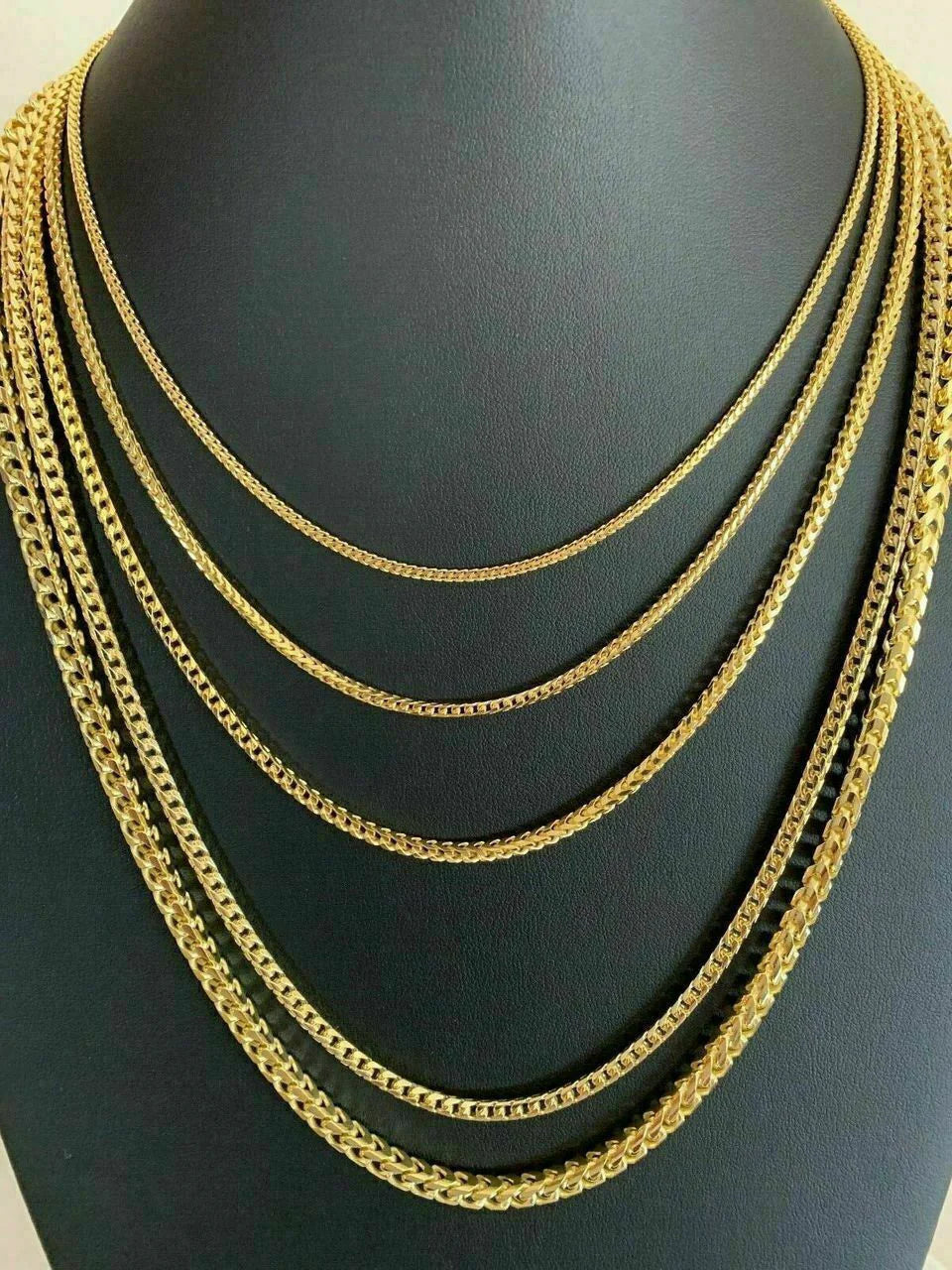 Franco Link Chain Necklace - 14k Gold Vermeil 925 Sterling Silver - 8"-30" - 1.3mm-7mm