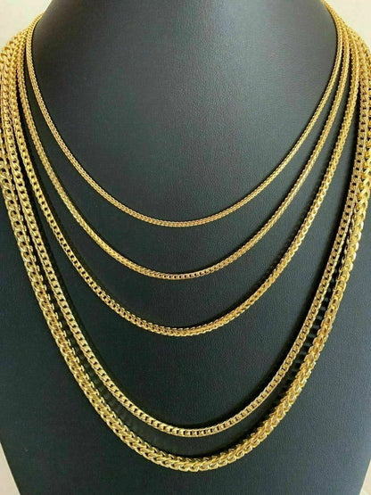 Franco Link Chain Necklace - 14k Gold Vermeil 925 Sterling Silver - 8"-30" - 1.3mm-7mm