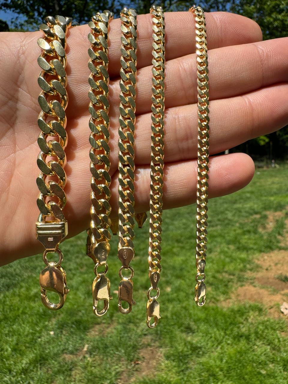 Miami Cuban Link Chain Necklace Lobster Clasp - Yellow Gold Vermeil 925 Sterling Silver - 16"-30" - 2mm-12mm