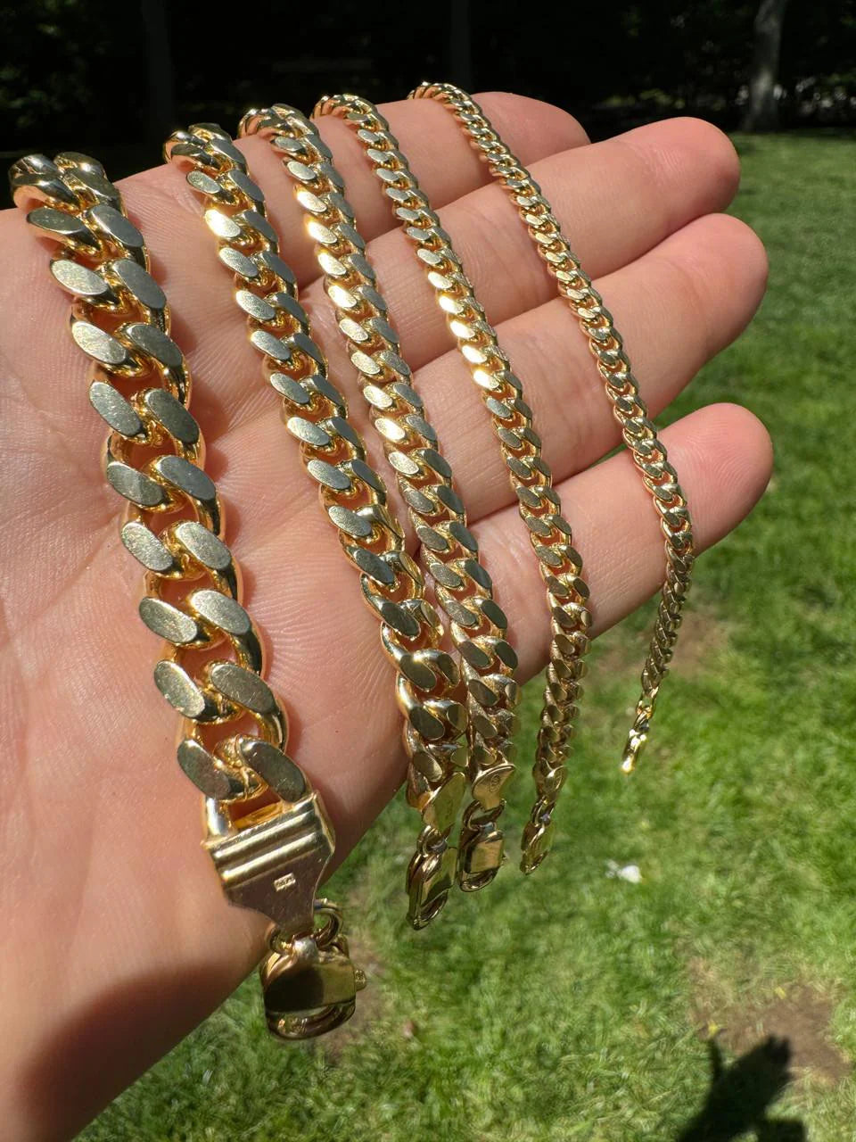Miami Cuban Link Chain Necklace Lobster Clasp - Yellow Gold Vermeil 925 Sterling Silver - 16"-30" - 2mm-12mm