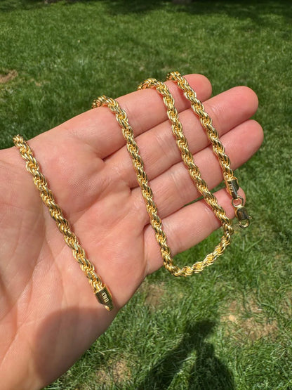 Rope Chain Necklace - 14k Gold Vermeil 925 Sterling Silver - 7"-30" - 1.5mm-5mm