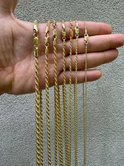 Rope Chain Necklace - 14k Gold Vermeil 925 Sterling Silver - 7"-30" - 1.5mm-5mm