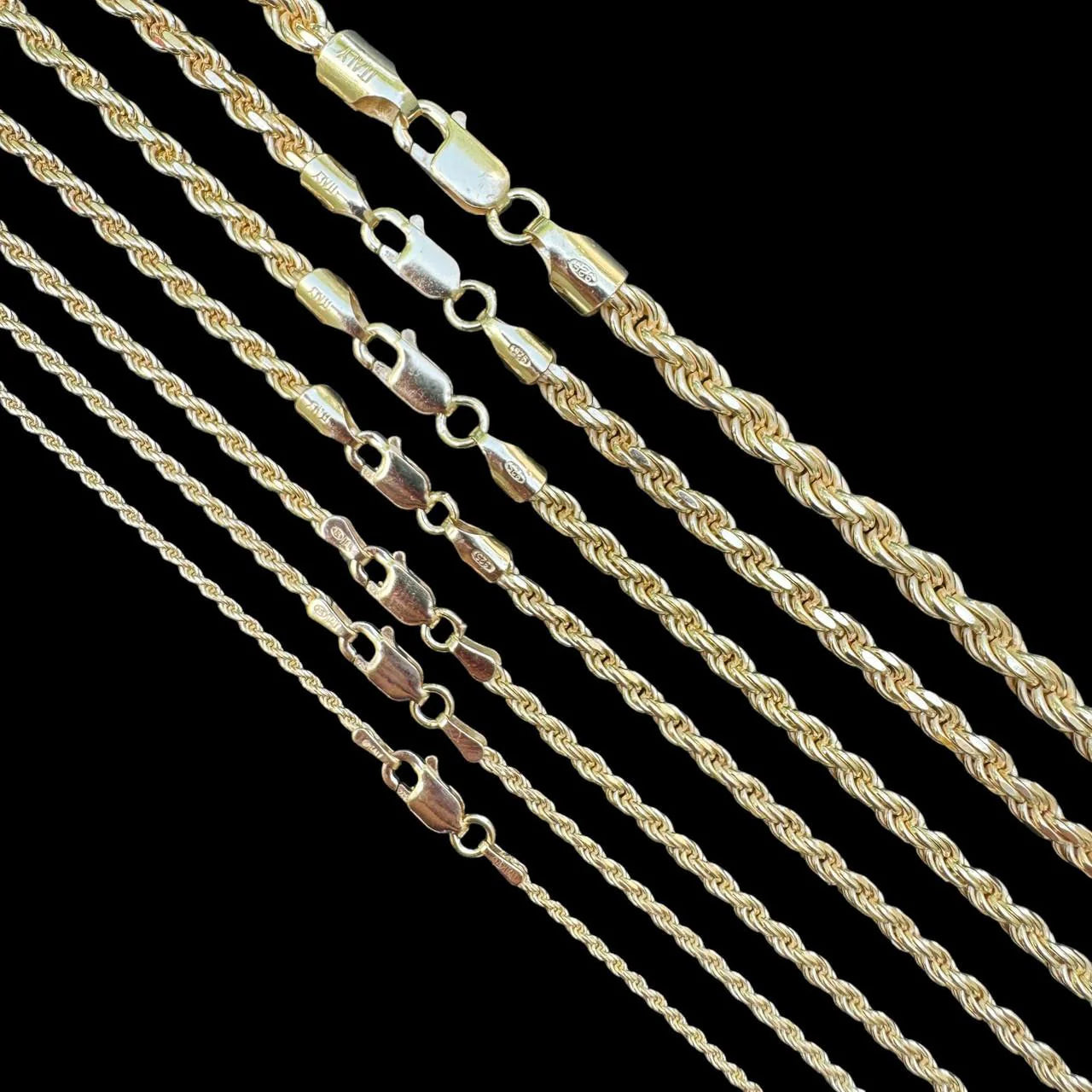 Rope Chain Necklace - 14k Gold Vermeil 925 Sterling Silver - 7"-30" - 1.5mm-5mm