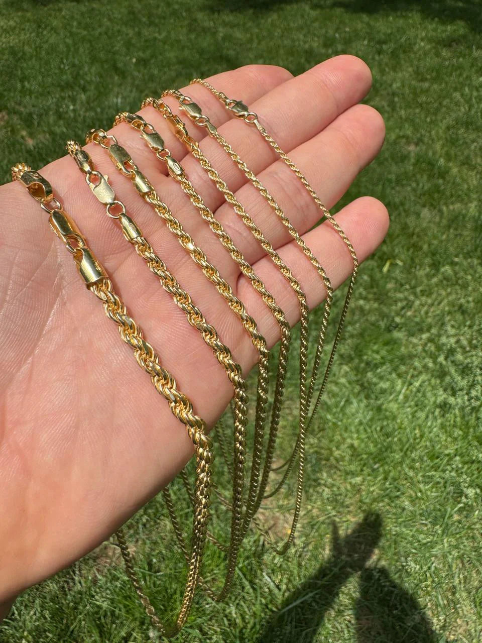Rope Chain Necklace - 14k Gold Vermeil 925 Sterling Silver - 7"-30" - 1.5mm-5mm