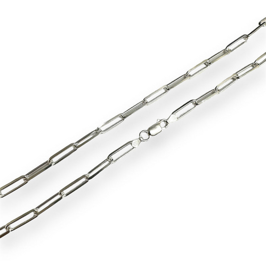 925 Sterling Silver Diamond Cut Paperclip  Link 4mm Chain