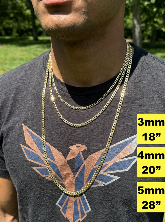 Flat Curb Cuban Chain Necklace - 14k Gold Vermeil 925 Sterling Silver - 16"-24" - 2mm-6mm Italy