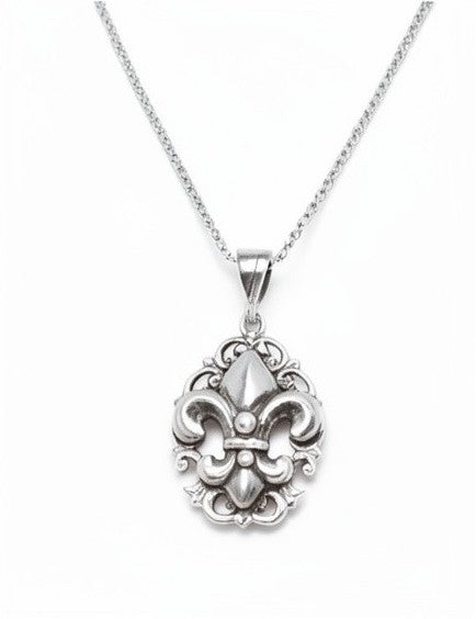 Vintage Style 925 Sterling Silver Fleur-de-Lis Pendant - Elegant French Design