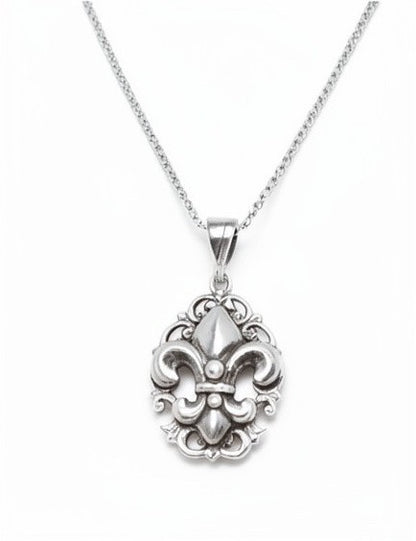 Vintage Style 925 Sterling Silver Fleur-de-Lis Pendant - Elegant French Design