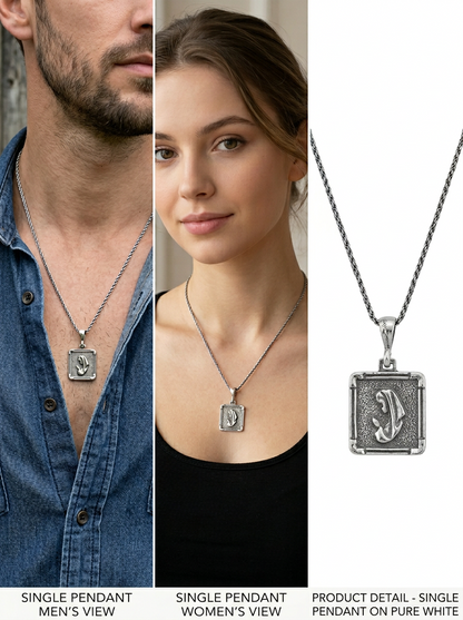 Sterling silver Praying Mary Pendant necklace/Rope 18"Virgen De Guadalupe
