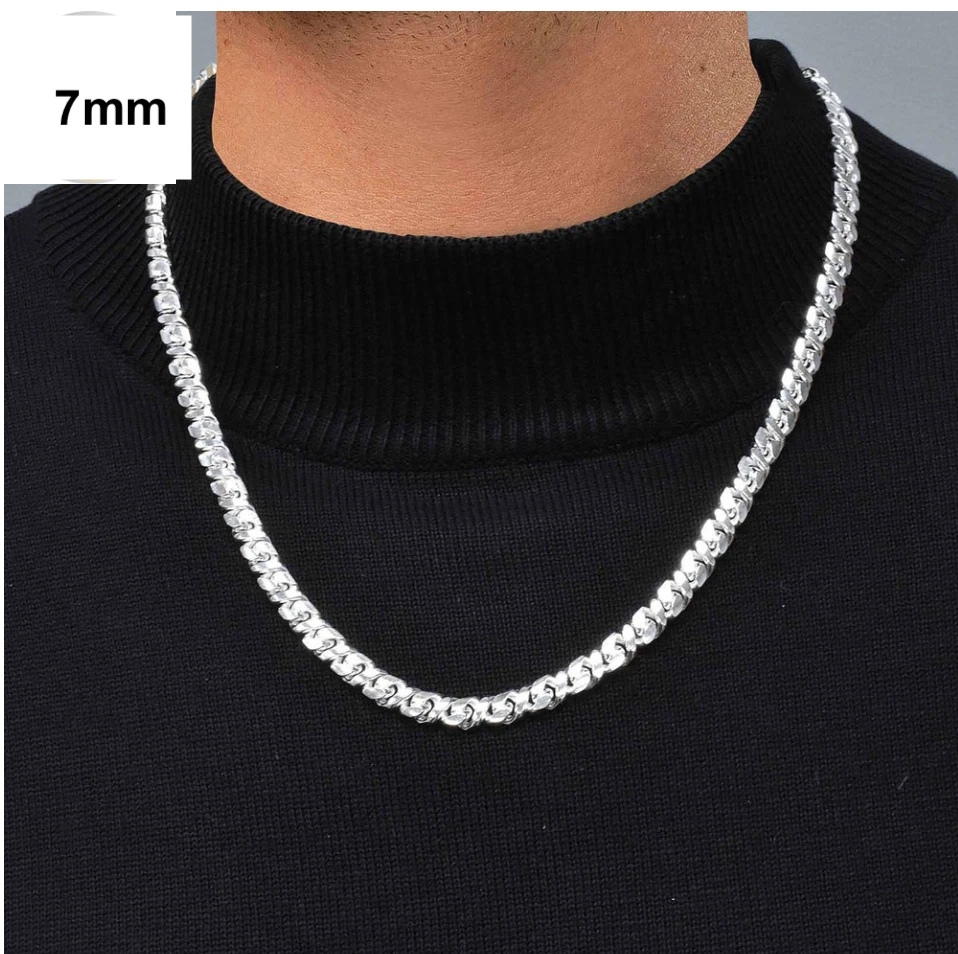 Real 925 Sterling Silver Dollar Cuban Link Chain Necklace – All Sizes – Made in Italy