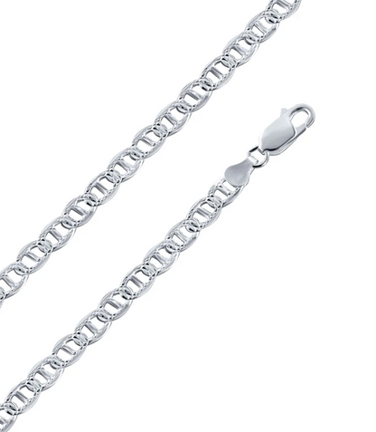 Real 925 Sterling Silver Diamond Cut Mariner Chain Necklace – All Sizes – Made in Italy