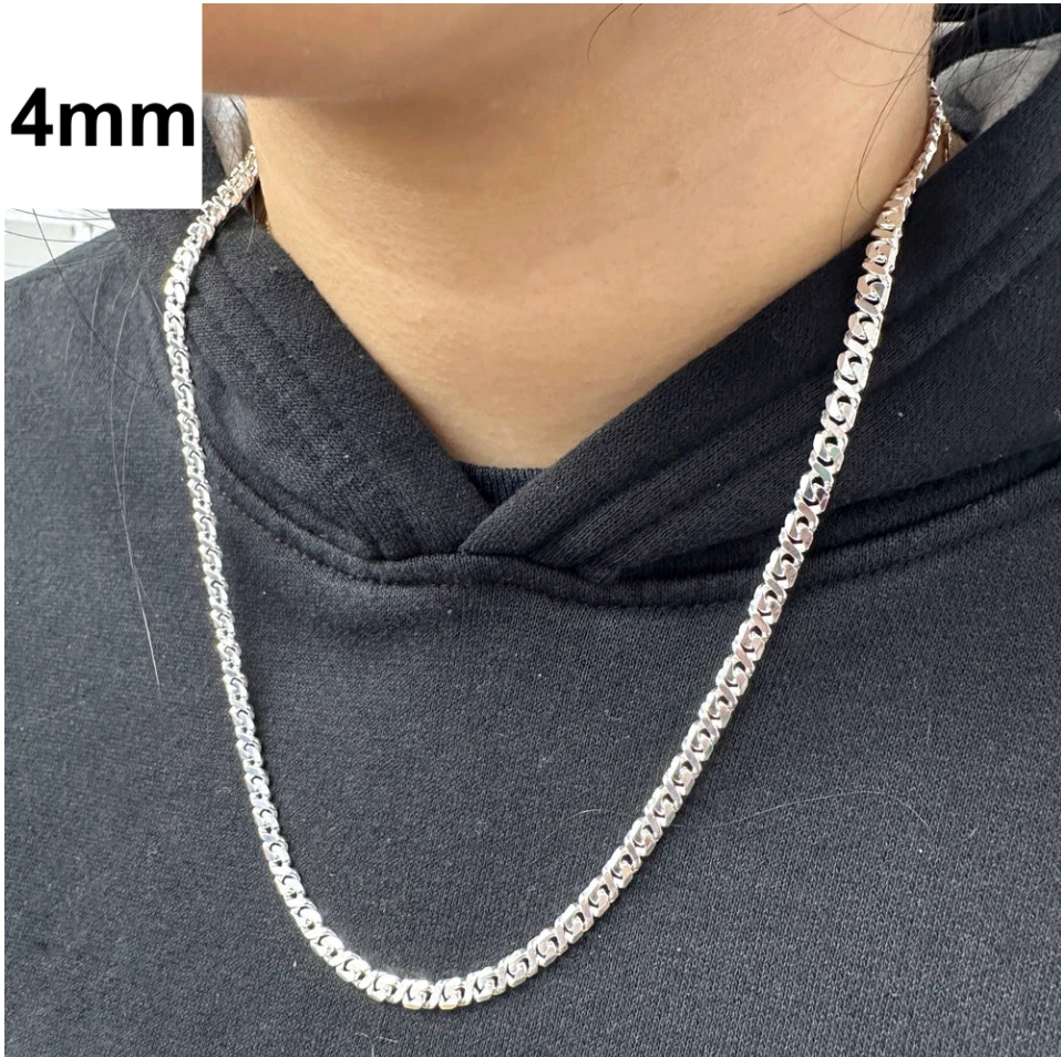 Real 925 Sterling Silver Dollar Cuban Link Chain Necklace – All Sizes – Made in Italy