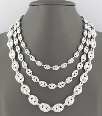 Puffed Gucci Mariner Chain Necklace or Bracelet – 925 Sterling Silver – 6mm to 11mm – Made in Italy