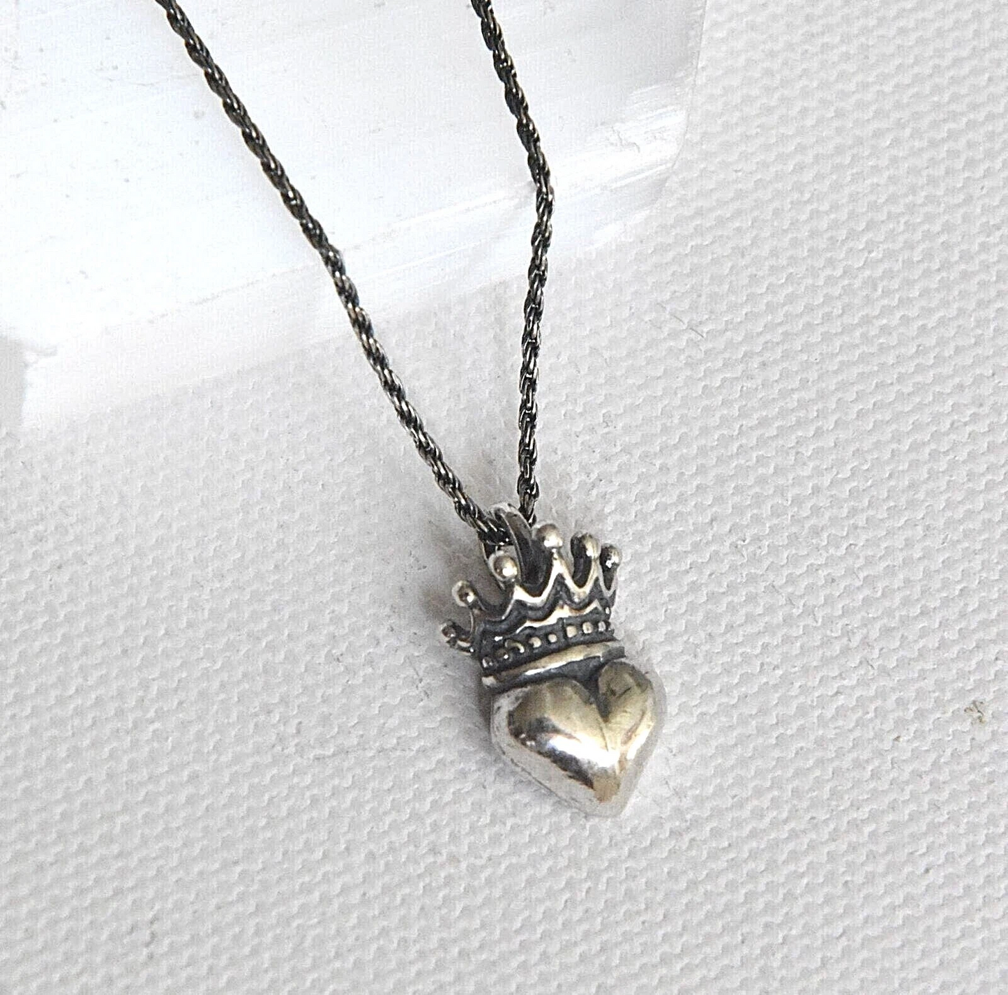 925 Sterling Silver Crowned Heart Pendant Necklace - Unique Royal Design on 18”