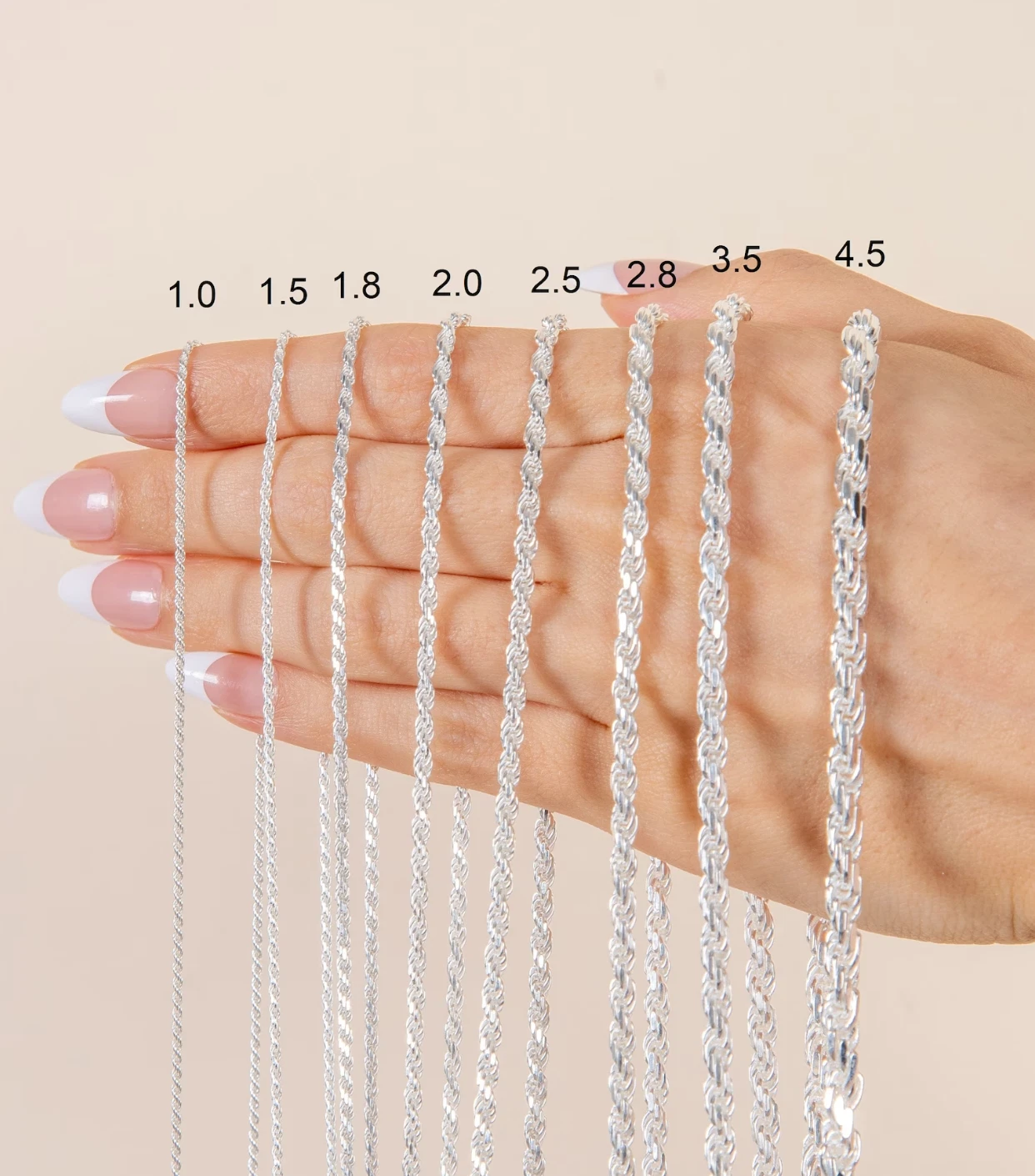 925 Sterling Silver Diamond Cut Rope Chain or Bracelet – 1mm–16mm – Made in Italy