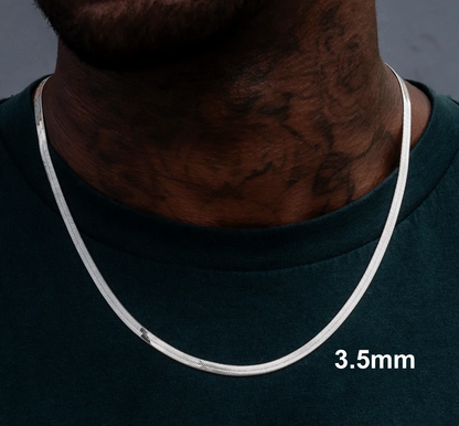 925 Sterling Silver Herringbone Chain Necklace – Solid Silver – Made in Italy