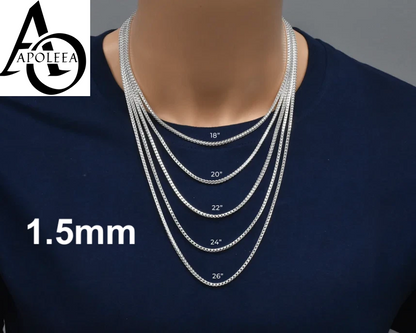 Solid 925 Sterling Silver Foxtail/Franco Link Chain Necklace ITALY 1.5-4.5mm
