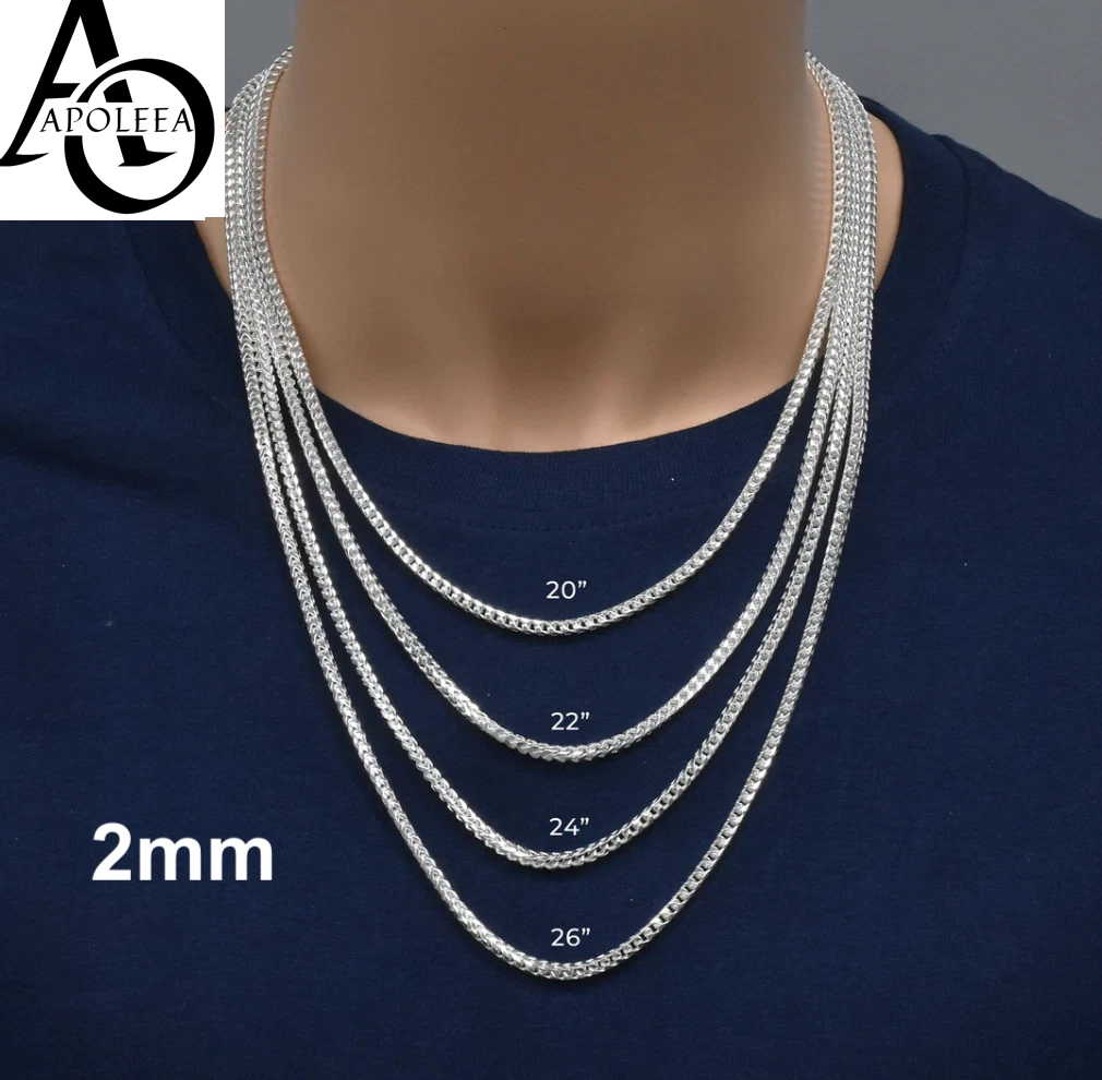 Solid 925 Sterling Silver Foxtail/Franco Link Chain Necklace ITALY 1.5-4.5mm