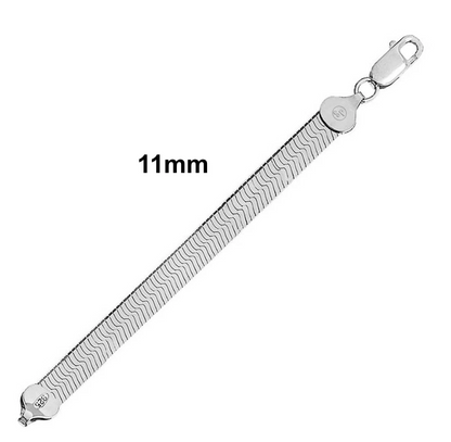 925 Sterling Silver Herringbone Chain Necklace – Solid Silver – Made in Italy