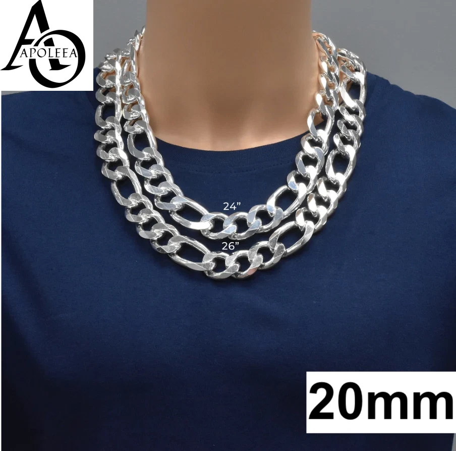 925 Sterling Silver Figaro Link Chain Necklace or Bracelet – 1mm–20mm – Made in Italy