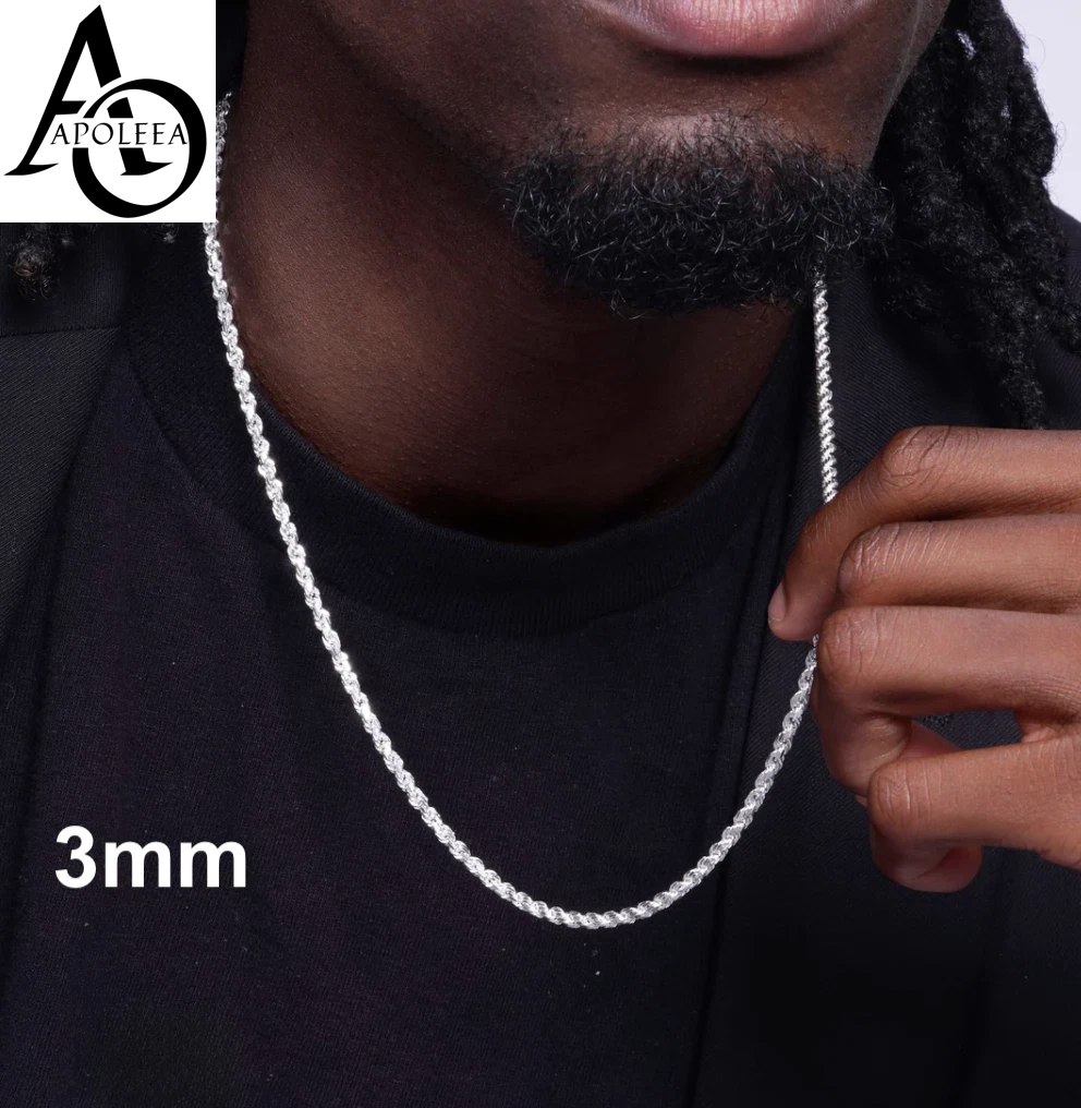 925 Sterling Silver Diamond Cut Rope Chain or Bracelet – 1mm–16mm – Made in Italy