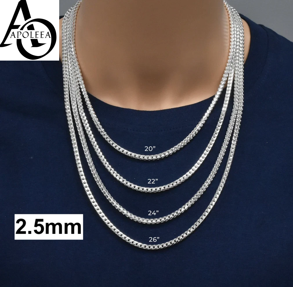 Solid 925 Sterling Silver Foxtail/Franco Link Chain Necklace ITALY 1.5-4.5mm