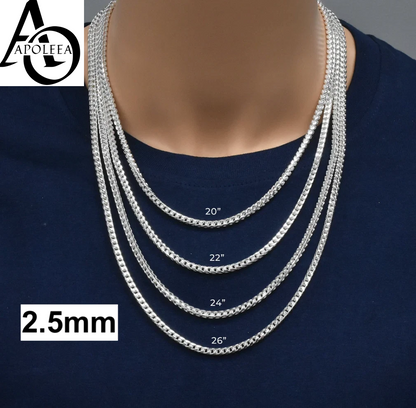 Solid 925 Sterling Silver Foxtail/Franco Link Chain Necklace ITALY 1.5-4.5mm