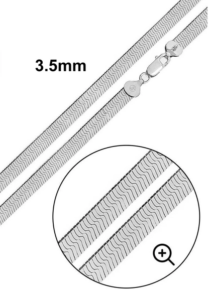 925 Sterling Silver Herringbone Chain Necklace – Solid Silver – Made in Italy