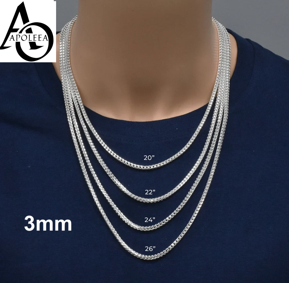 Solid 925 Sterling Silver Foxtail/Franco Link Chain Necklace ITALY 1.5-4.5mm