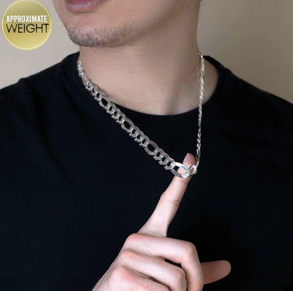 Men’s 925 Sterling Silver Figaro Diamond Cut Chain & Bracelet Italy 5–14mm