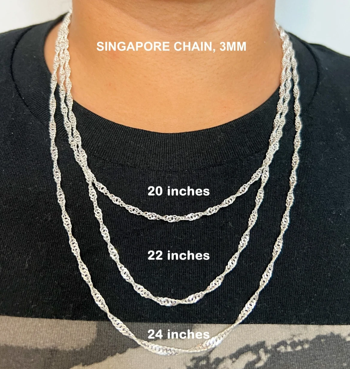 925 Sterling Silver Singapore Rope Chain Necklace – 1.5mm–3.5mm – All Sizes – Made in Italy