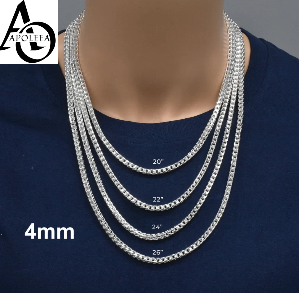 Solid 925 Sterling Silver Foxtail/Franco Link Chain Necklace ITALY 1.5-4.5mm