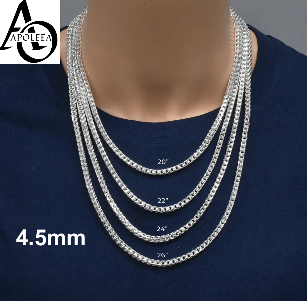 Solid 925 Sterling Silver Foxtail/Franco Link Chain Necklace ITALY 1.5-4.5mm