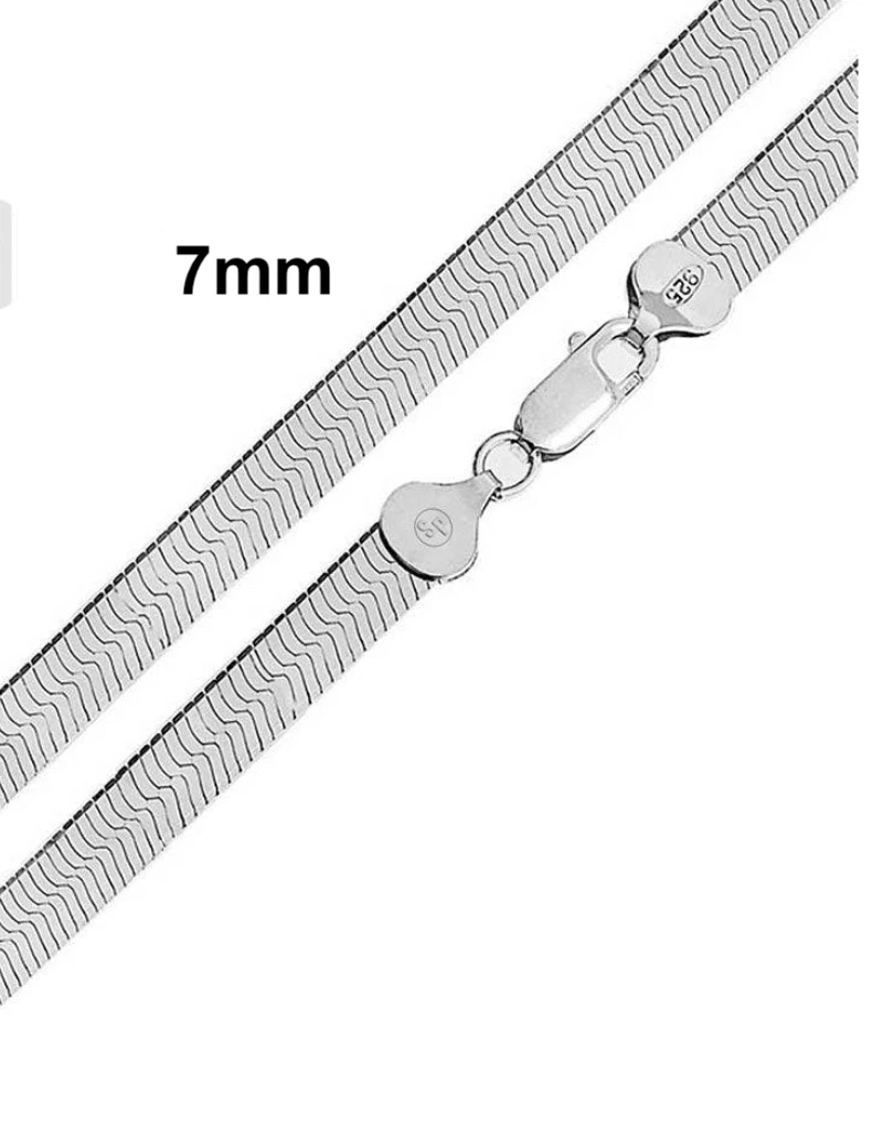 925 Sterling Silver Herringbone Chain Necklace – Solid Silver – Made in Italy
