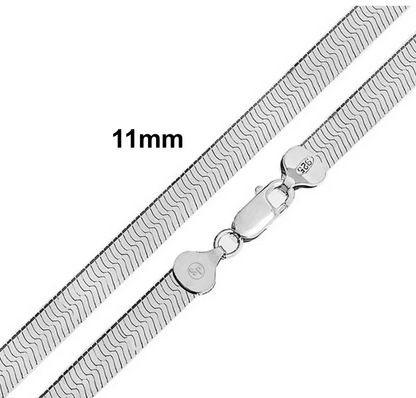 925 Sterling Silver Herringbone Chain Necklace – Solid Silver – Made in Italy