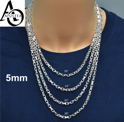 925 Sterling Silver Italian Anchor Forzatina Cable Chain or Bracelet – Made in Italy