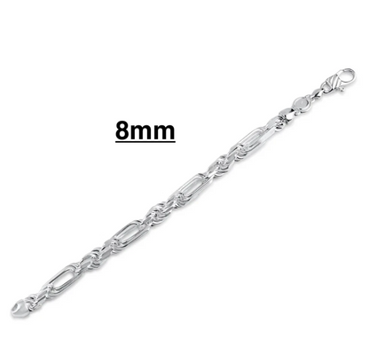 925 Sterling Silver FigaRope Milano Chain Necklace or Bracelet – 5mm–9mm – Made in Italy