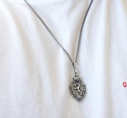 Sterling Silver Lion Pendant-Rope chain 18" Leo Lion Necklace,zodiac