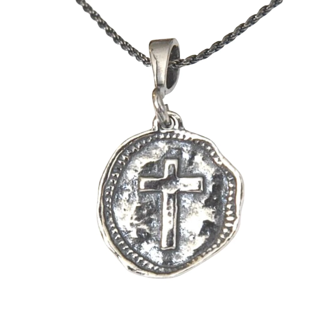 Men’s Women’s Solid 925 Sterling Silver Cross Pendant Necklace - 18” Rope Chain
