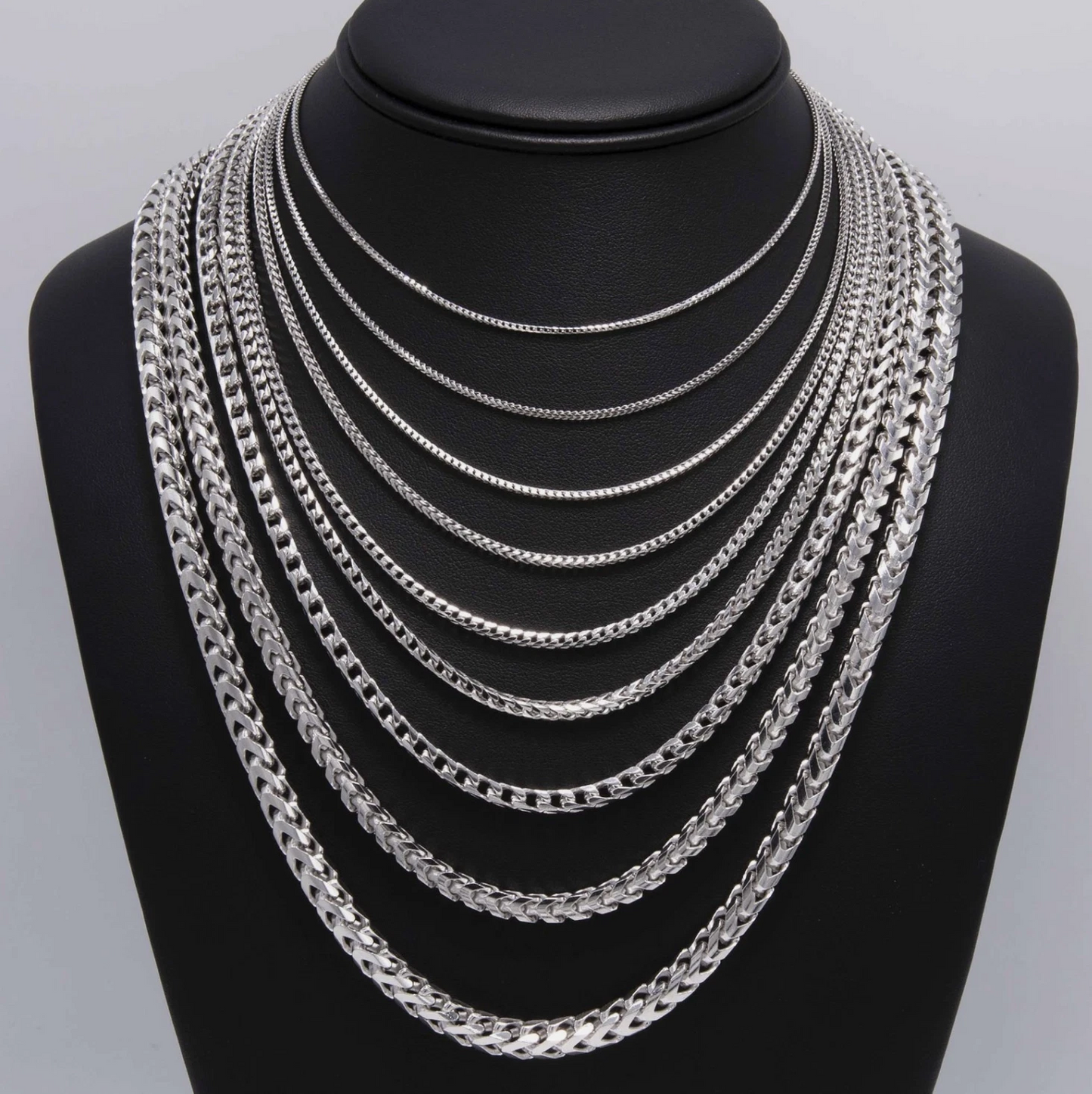 Solid 925 Sterling Silver Foxtail/Franco Link Chain Necklace ITALY 1.5-4.5mm