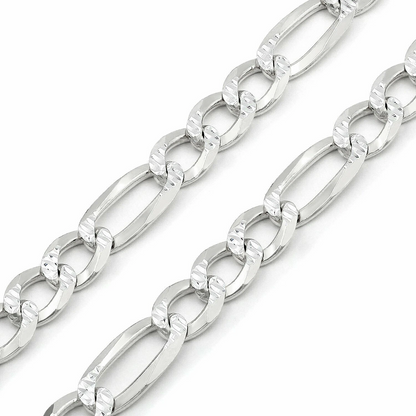 Men’s 925 Sterling Silver Figaro Diamond Cut Chain & Bracelet Italy 5–14mm