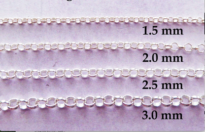 Round Rolo Necklace Real Solid 925 Sterling Silver Chain 1mm - 3mm Made In Italy