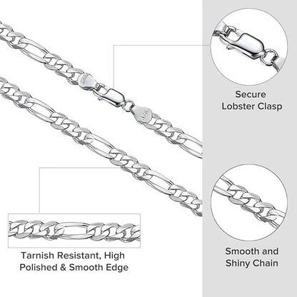 925 Sterling Silver Figaro Link Chain Necklace or Bracelet – 1mm–20mm – Made in Italy