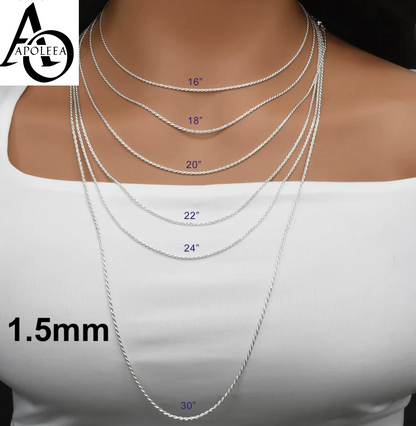925 Sterling Silver Diamond Cut Rope Chain or Bracelet – 1mm–16mm – Made in Italy