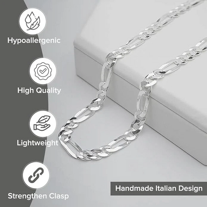 925 Sterling Silver Figaro Link Chain Necklace or Bracelet – 1mm–20mm – Made in Italy