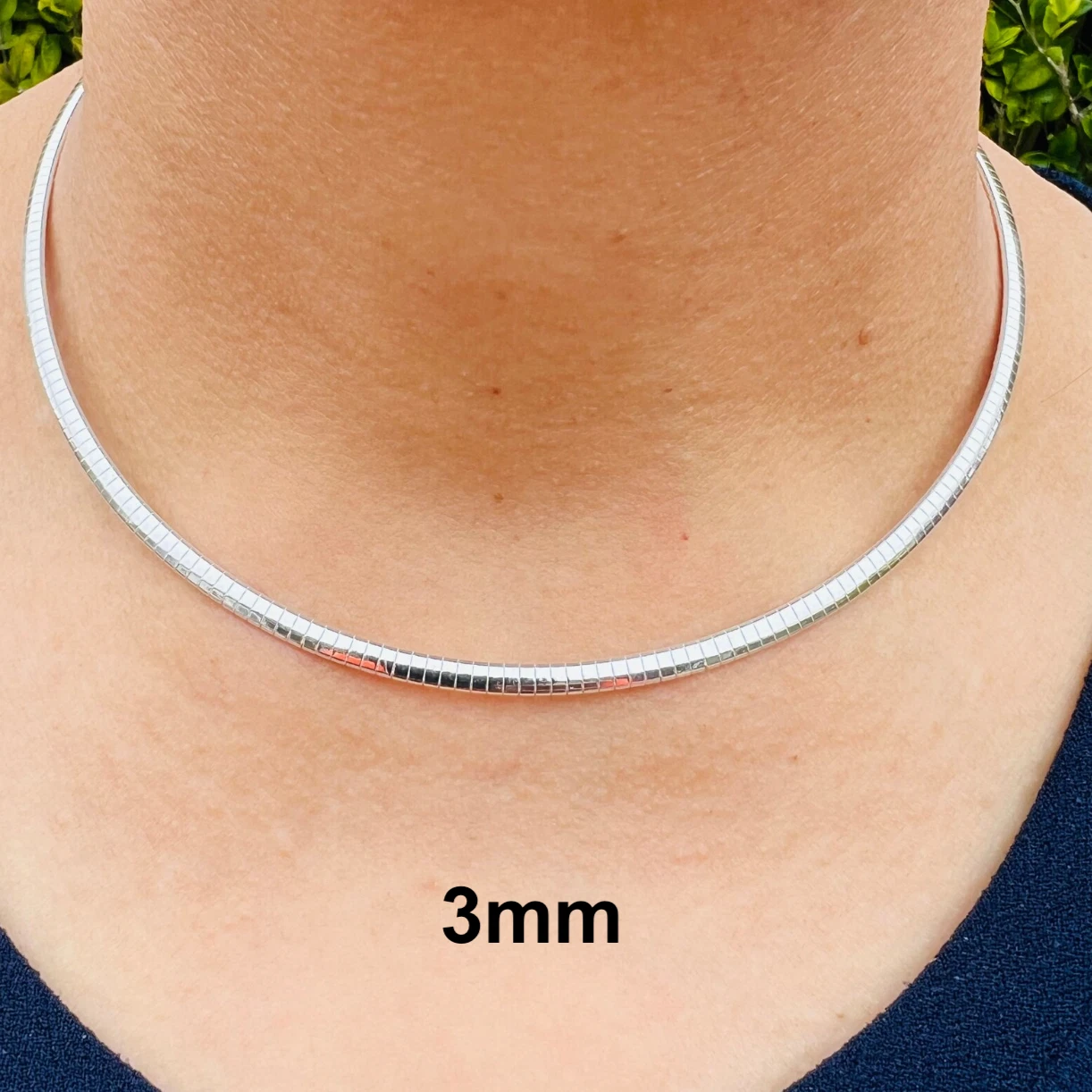 .925 Sterling Silver High Polished Omega Flat Chain 2mm-8mm Necklace 16”-20”