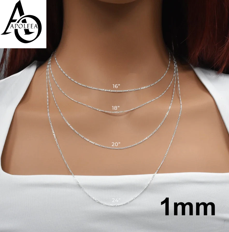 925 Sterling Silver Figaro Link Chain Necklace or Bracelet – 1mm–20mm – Made in Italy