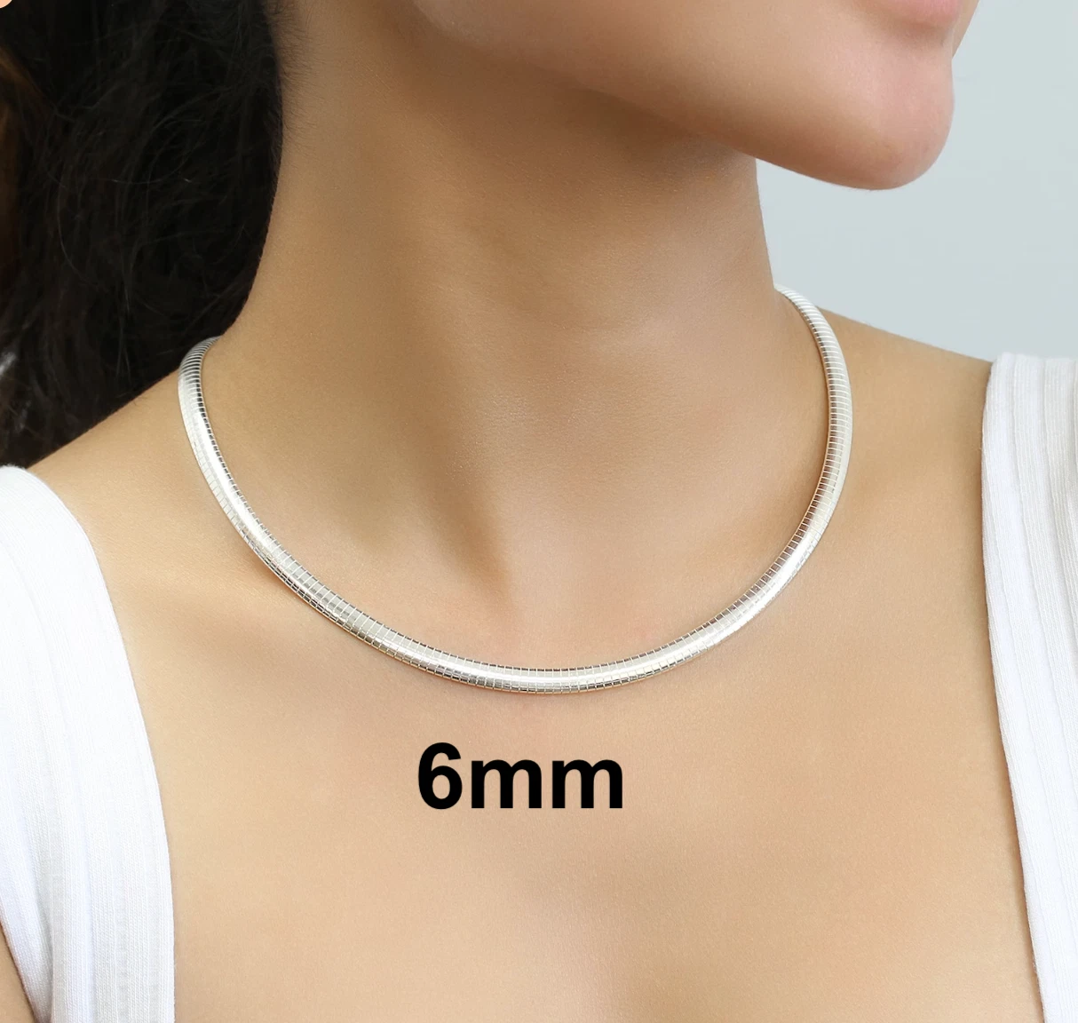 .925 Sterling Silver High Polished Omega Flat Chain 2mm-8mm Necklace 16”-20”