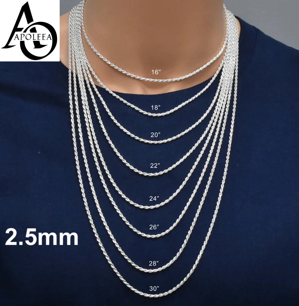 925 Sterling Silver Diamond Cut Rope Chain or Bracelet – 1mm–16mm – Made in Italy